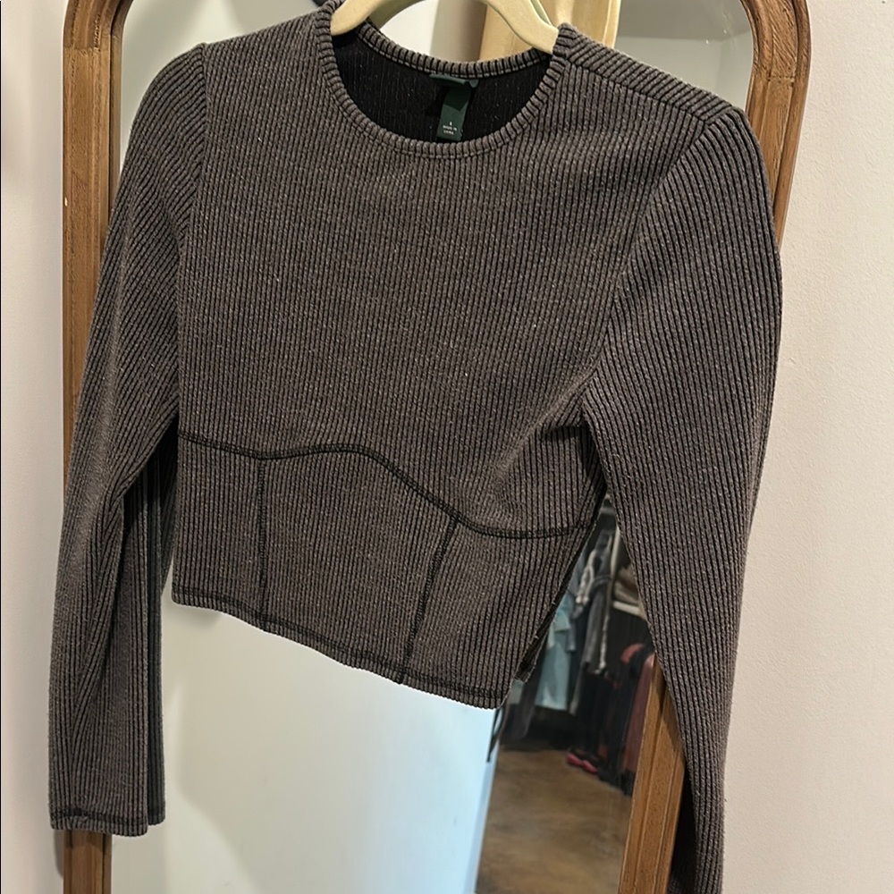 Wild fable Ribbed Black Long Sleeve Top
